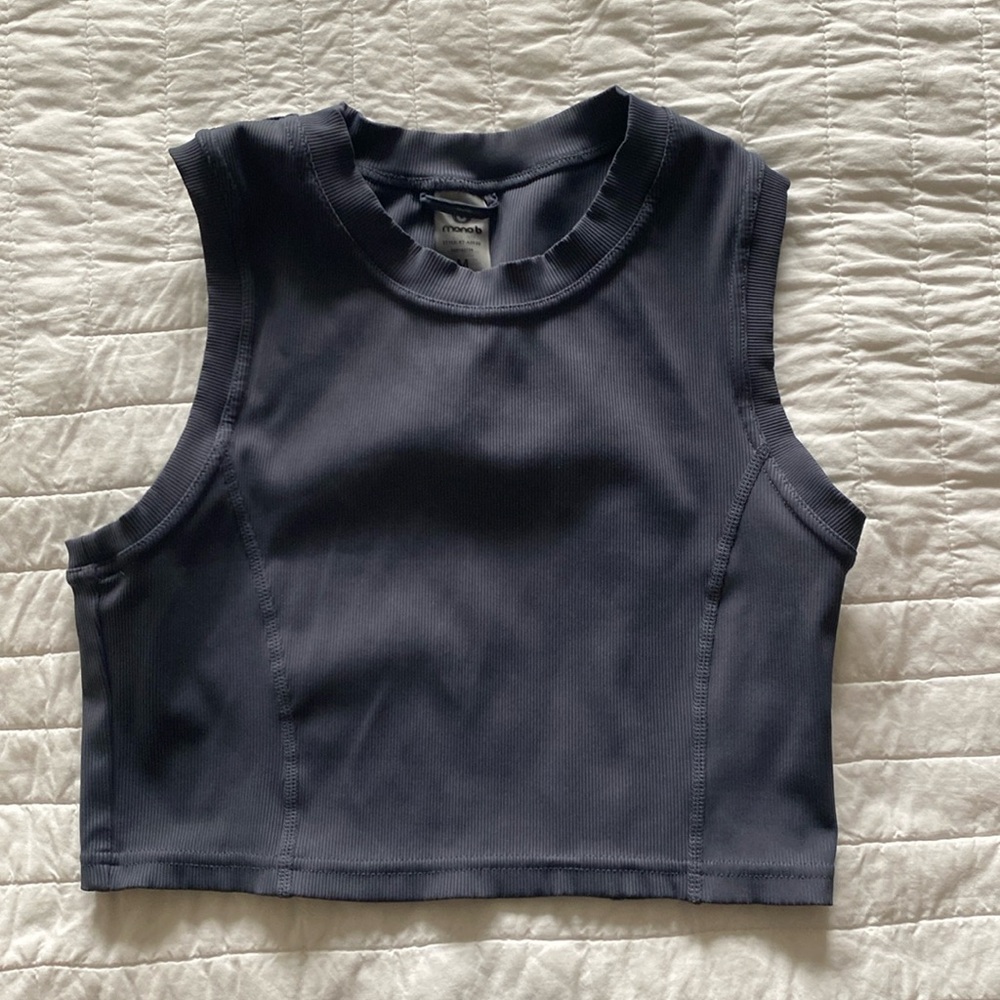 Mono B Navy Sleeveless Cropped Tank